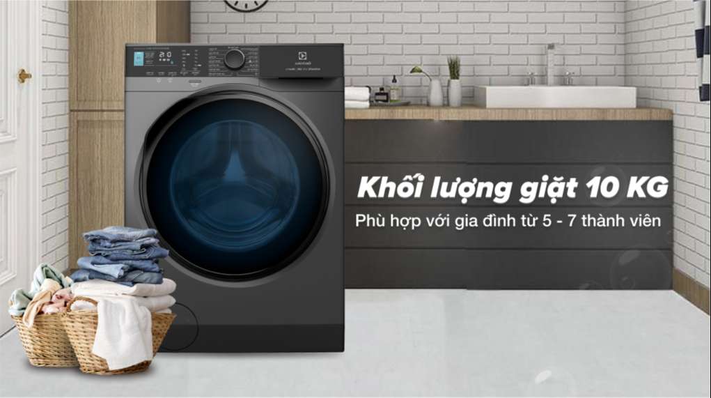 Máy giặt Electrolux Inverter 10 kg EWF1042R7SB - Khối lượng giặt 10 Kg