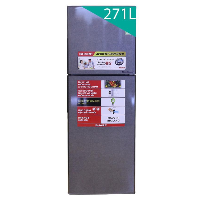 Tủ lạnh Sharp SJ-X281E-DS 271 lít 2 cánh - Chính hãng