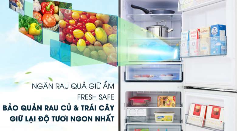 Ngăn rau quả giữ ẩm Fresh Safe - Tủ lạnh Panasonic Inverter 255 lít NR-BV280GKVN
