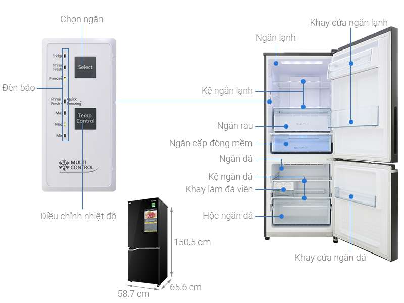 Thông số kỹ thuật Tủ lạnh Panasonic Inverter 255 lít NR-BV280GKVN