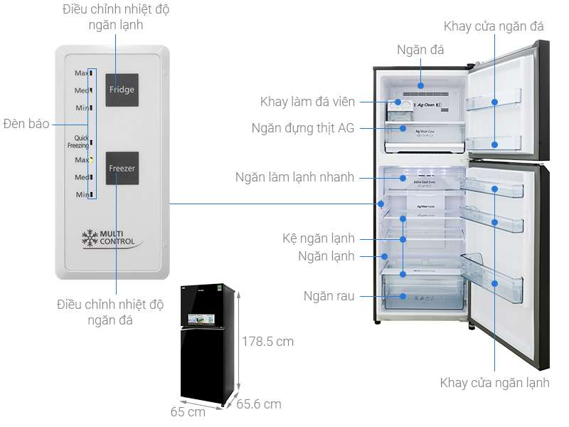 Thông số kỹ thuật Tủ lạnh Panasonic Inverter 366 lít NR-BL381GKVN