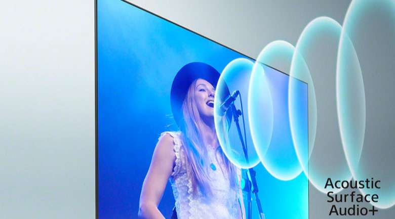 Android Tivi OLED Sony 4K 65 inch XR-65A90J - Tận hưởng âm thanh phát ra từng màn hình đầy trung thực nhờ công nghệ Acoustics Surface Audio+
