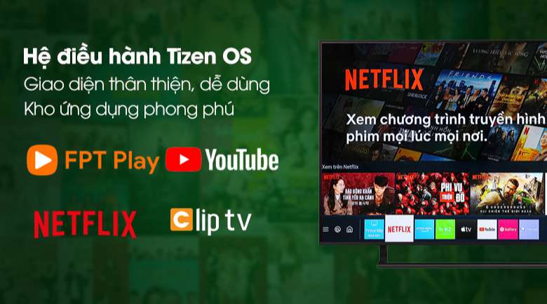 Smart Tivi Led Samsung 4K 43 inch UA43AU9000 - Hệ điều hành Tizen OS có giao diện phẳng, dễ dùng