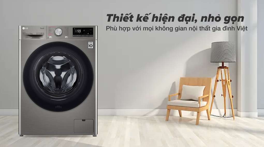 Máy giặt LG Inverter 10 kg FV1410S4P - Thiết kế hiện đại, nhỏ gọn với gam màu tinh tế