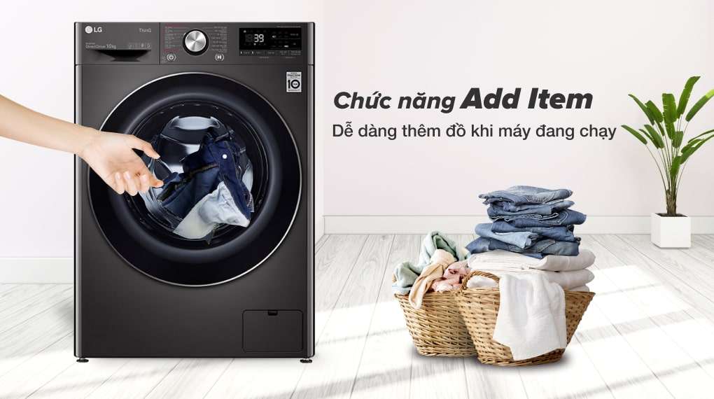 Máy giặt LG Inverter 10 kg FV1410S3B - Không lo sót quần áo với tính năng Add Item