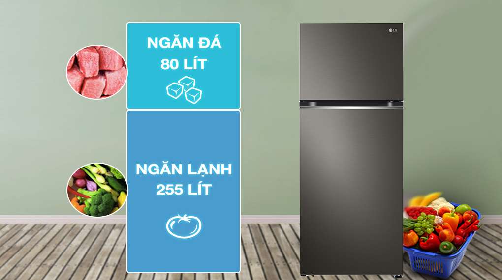 Tủ lạnh LG Inverter 335 lít GN-M332BL-Dung tích 335 lít, phù hợp gia đình từ 3 - 4 người