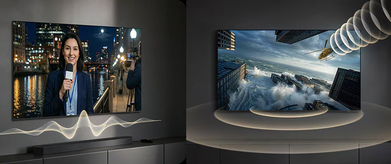 Công nghệ âm thanh OTS Lite và Q-Symphony trên Samsung UA65U8000H
