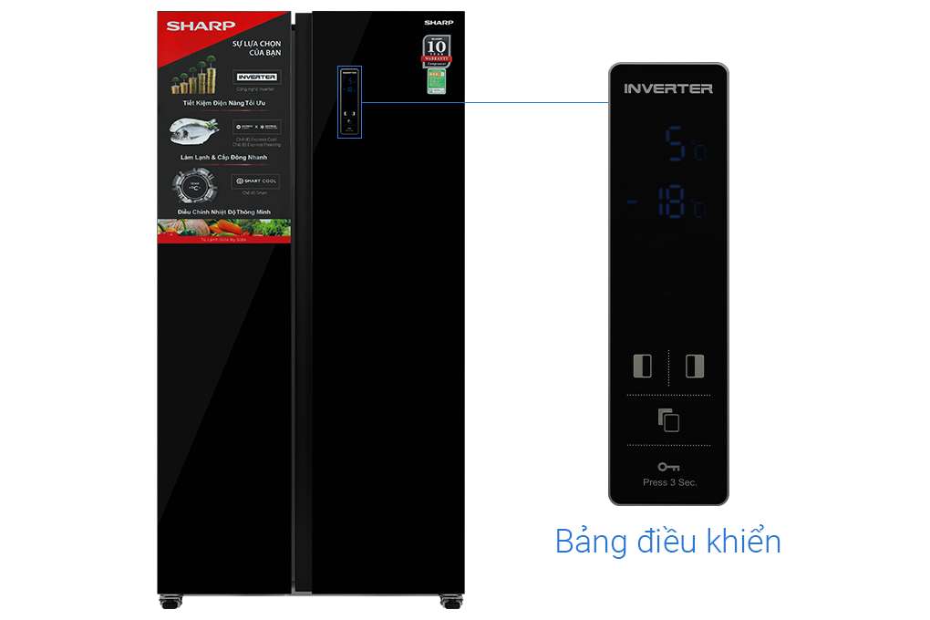 Tủ lạnh Sharp Inverter 442 lít SJ-SBX440VG-BK - Chính hãng10