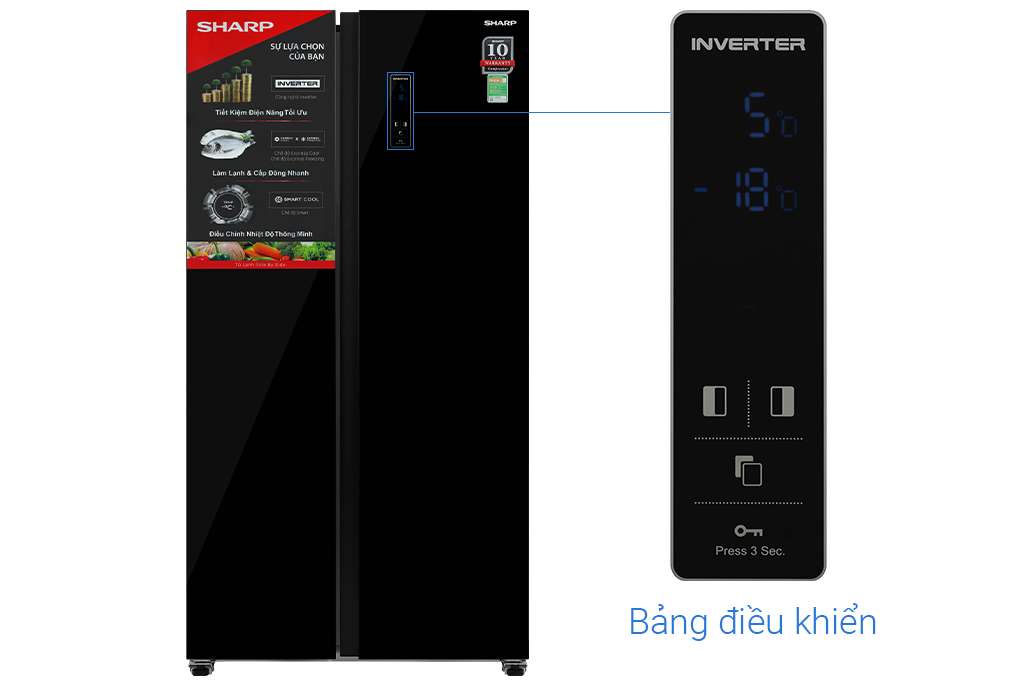 Tủ lạnh Sharp Inverter 532 lít SJ-SBX530VG-BK - Chính hãng8