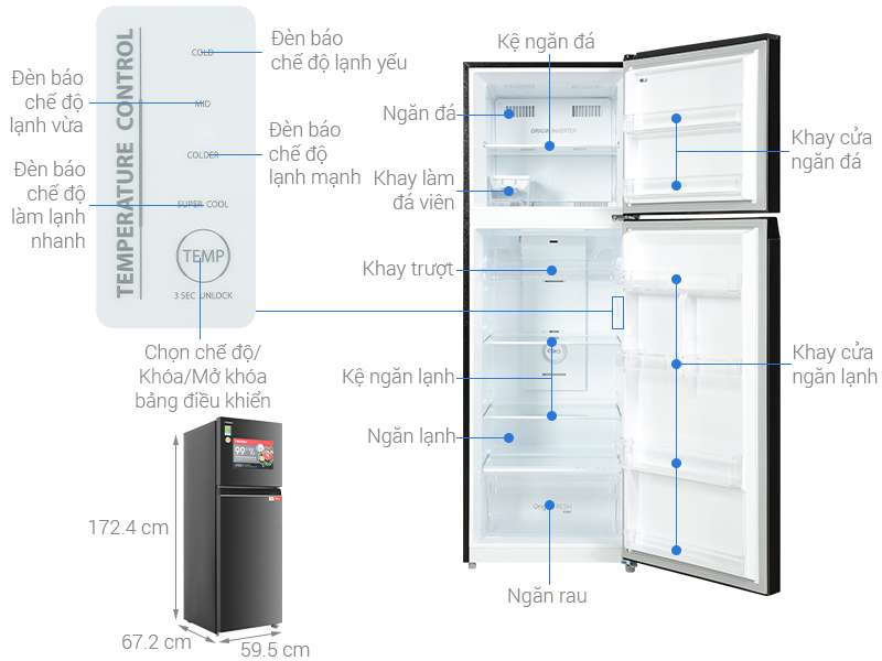 Tủ lạnh Toshiba Inverter 338 lít GR-RT468WE-PMV(58)-MM - Chính hãng9