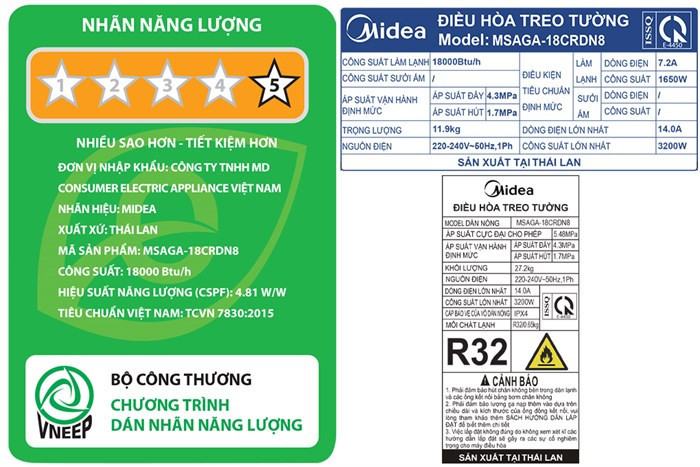 Điều hòa Midea 1 chiều inverter 18000BTU MSAGA-18CRDN8 - Chính hãng0